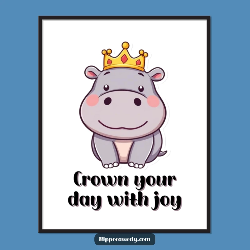 Funny Free Printable Wall Art: Royal Hippo - Pompous Downloadable Art