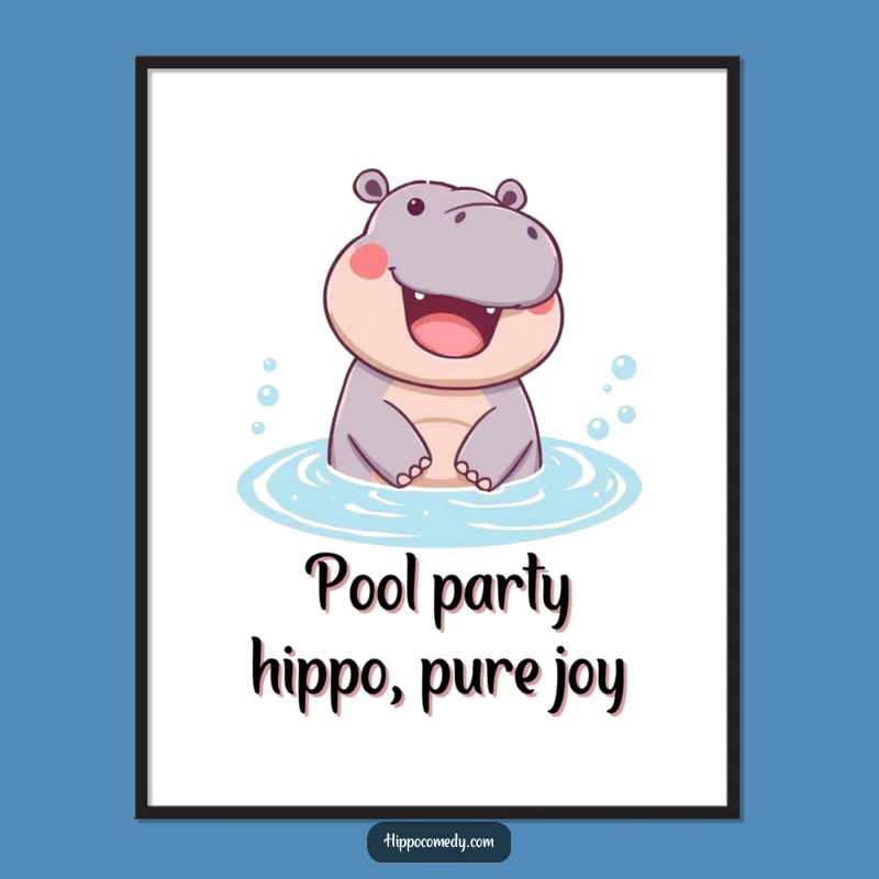 Free Printable Bubbly Hippo Art: Funny Downloadable Wall Decor for a Cheerful Space