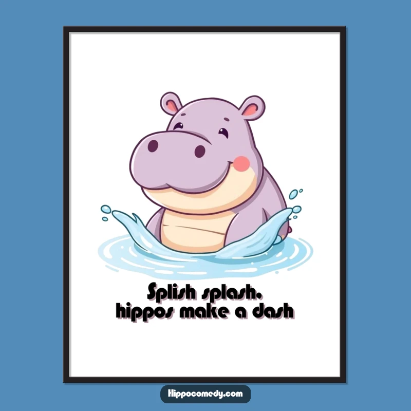 Free Printable Hippo Splash Art: Funny Downloadable Wall Art for a Playful Home
