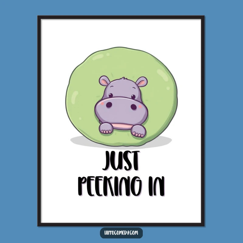 Free Printable Wall Art: Curious Hippo Hideout, Funny Downloadable Art for Playful Decor