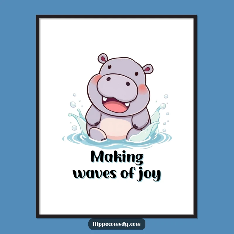 Free Printable Wall Art: Hippo Splash Joy, Funny Downloadable Art for Playful Spaces