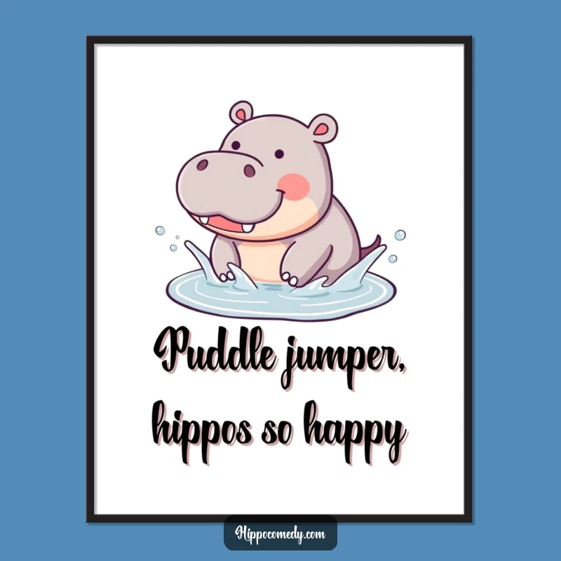 Free Printable Wall Art: Splashing Hippo - Joyful Downloadable Decor