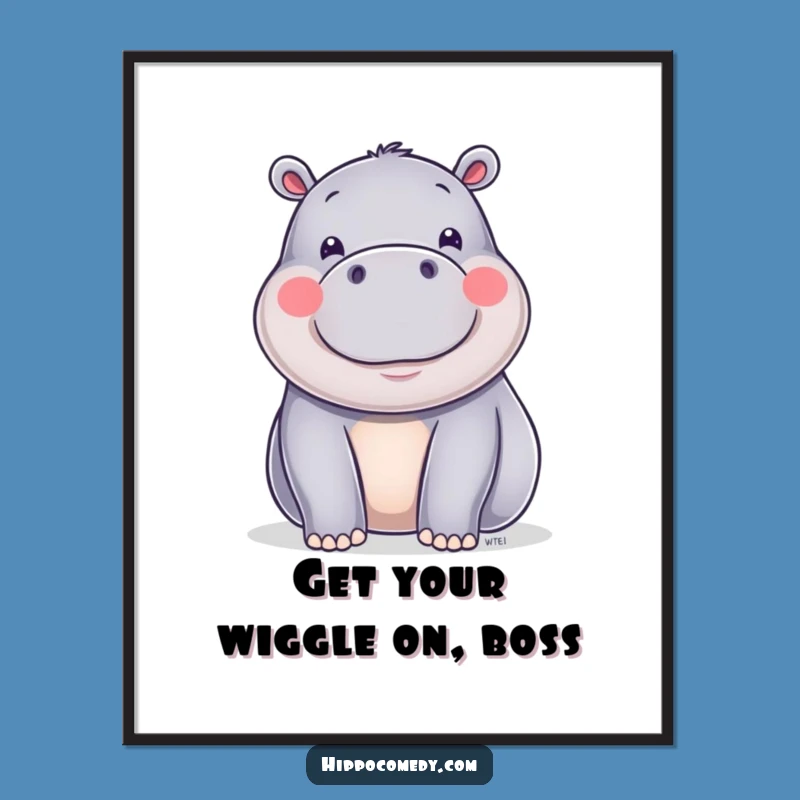 Free Printable Wall Art: Wiggling Hippo Joy, Humorous Downloadable Decor for a Playful Space