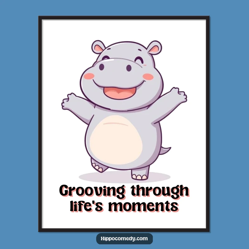 Funny Free Printable Wall Art: Dancing Hippo - Joyful Decor