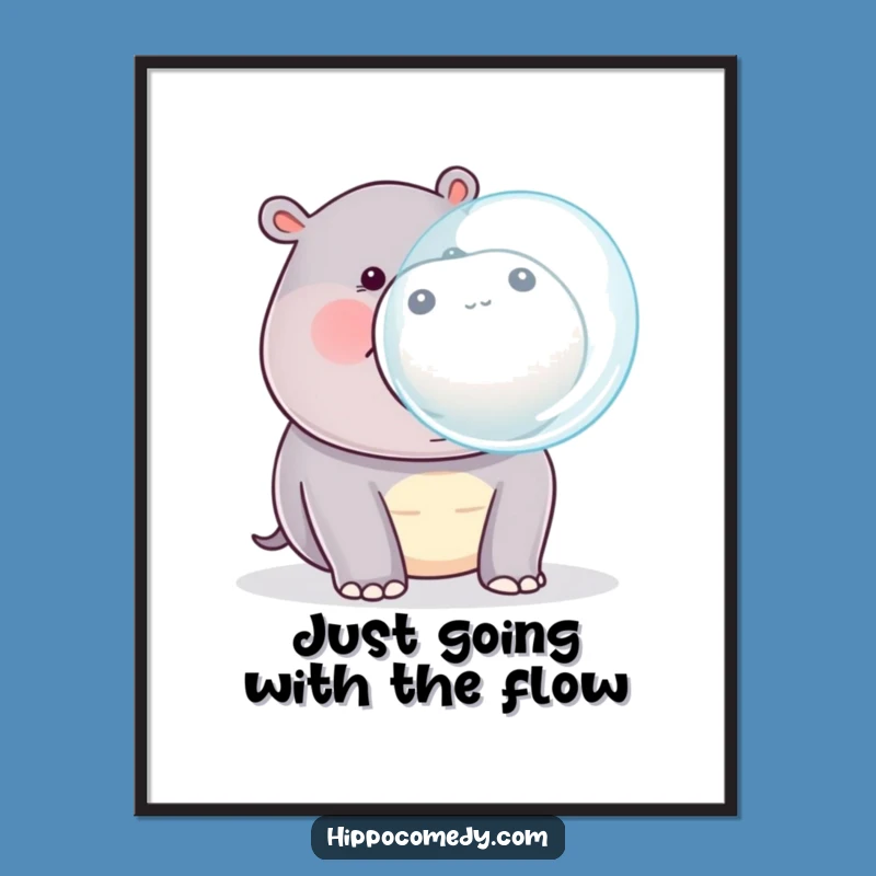 Free Printable Wall Art: Funny Hippo Bubble Blowout Downloadable Decor