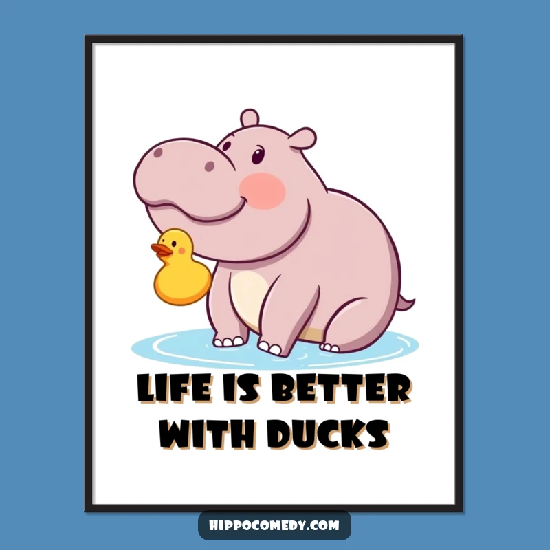 Free Printable Wall Art: Funny Hippo Ducky Kawaii Downloadable Art for Nursery
