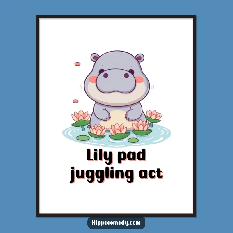 Free Printable Kawaii Hippo Wall Art: Playful Lily Juggling Decor