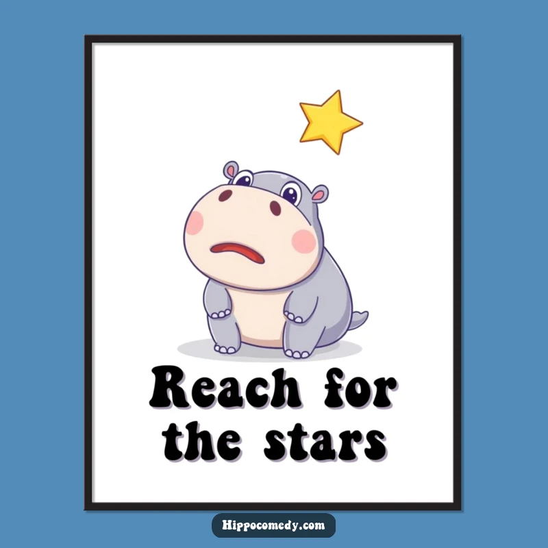 Funny Free Printable Wall Art: Surprised Hippo & Star - Whimsical Decor