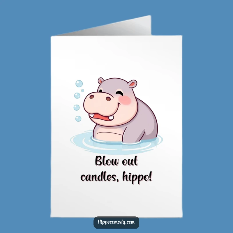 Free Printable Birthday Card: Giggling Hippo Bubbles, Perfect Funny Downloadable Gift