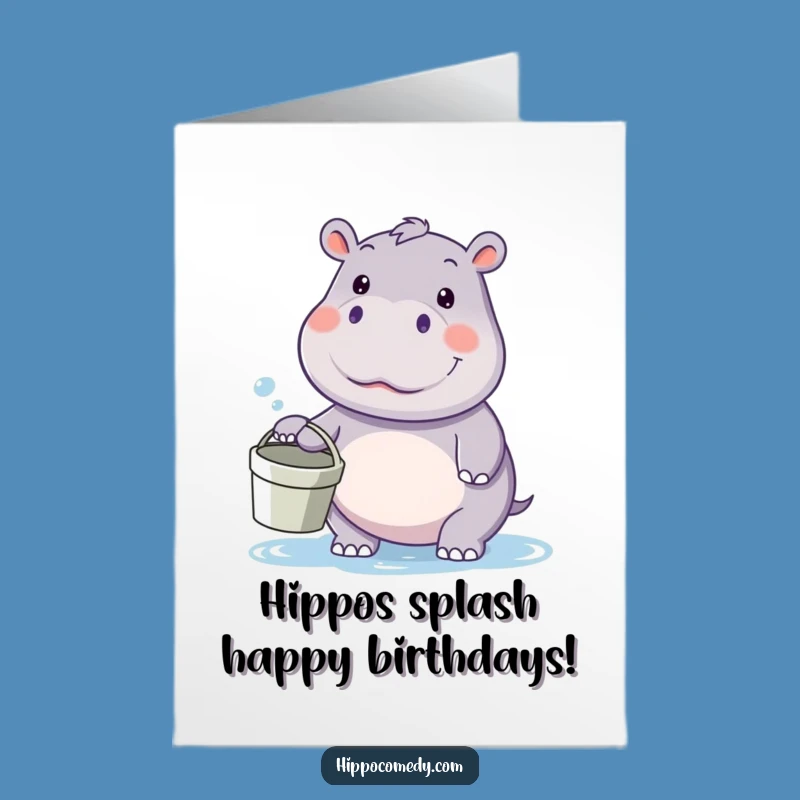 Free Printable Birthday Card: Hippo Water Warrior Funny Downloadable Gift