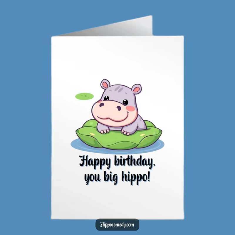 Free Printable Birthday Card: Kawaii Hippo Peek - Funny Surprise - DIY Gift!