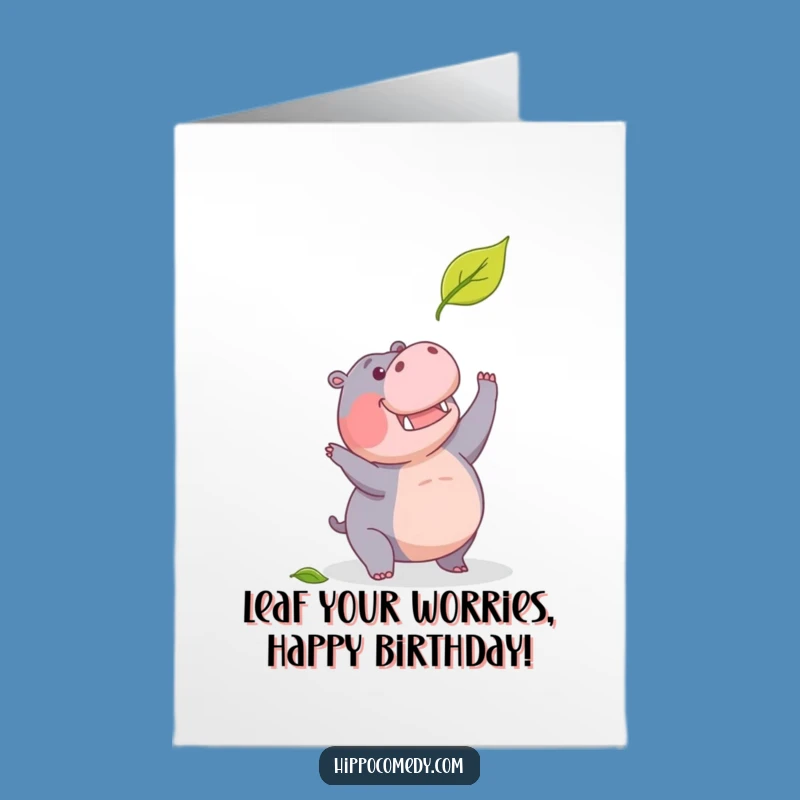 Free Printable Determined Hippo Birthday Card: Action-Packed Humor Downloadable Gift