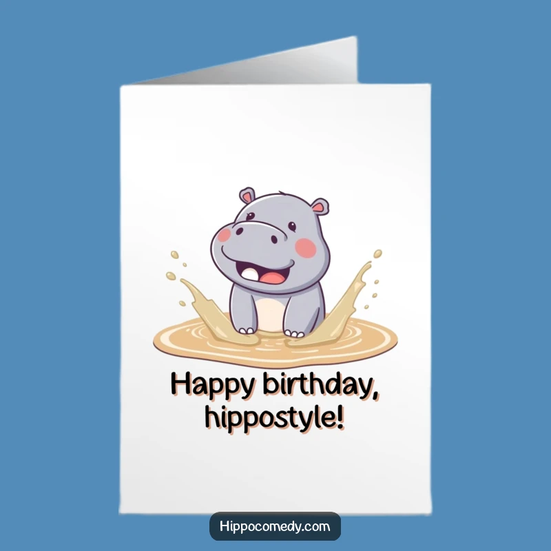 Free Printable Kawaii Hippo Birthday Card: Splashy Fun Downloadable Gift