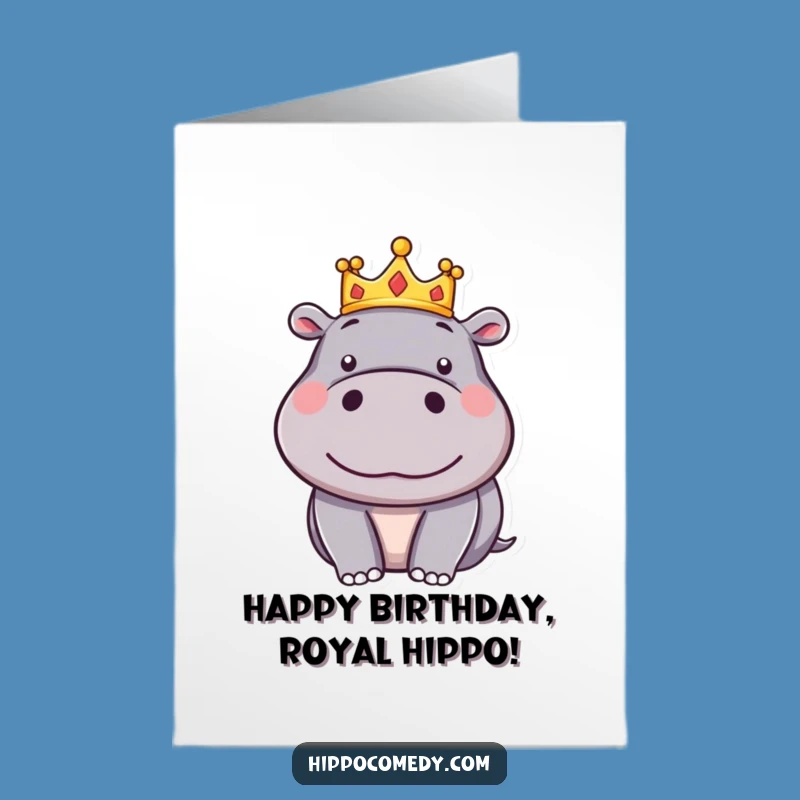 Funny Free Printable Birthday Card: Royal Hippo - Regal & Hilarious Downloadable Gift