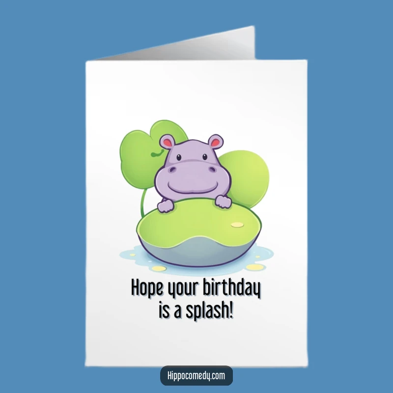 Free Printable Curious Hippo Birthday Card: Funny Peekaboo Design for Downloadable Gift