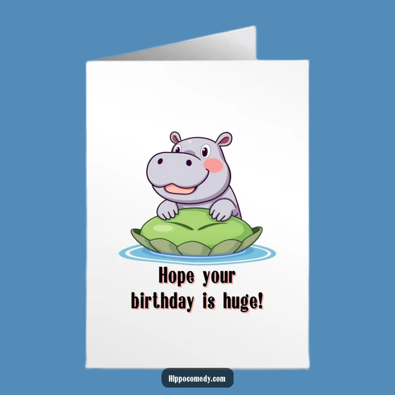 Free Printable Birthday Card: Excited Hippo Lily Pad for a Fun DIY Gift