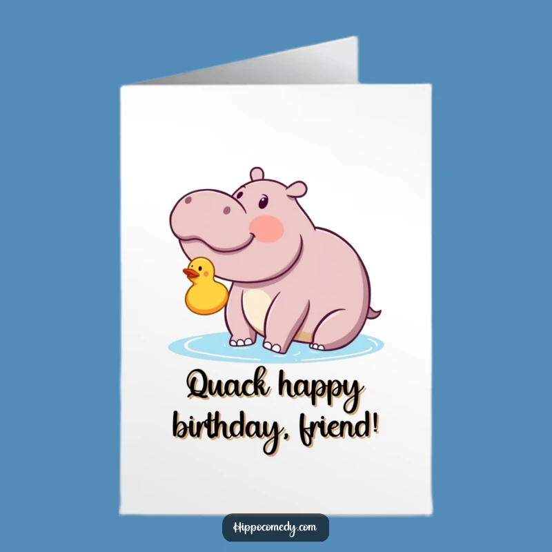 Free Printable Birthday Card: Happy Hippo Rubber Ducky Downloadable Funny Gift