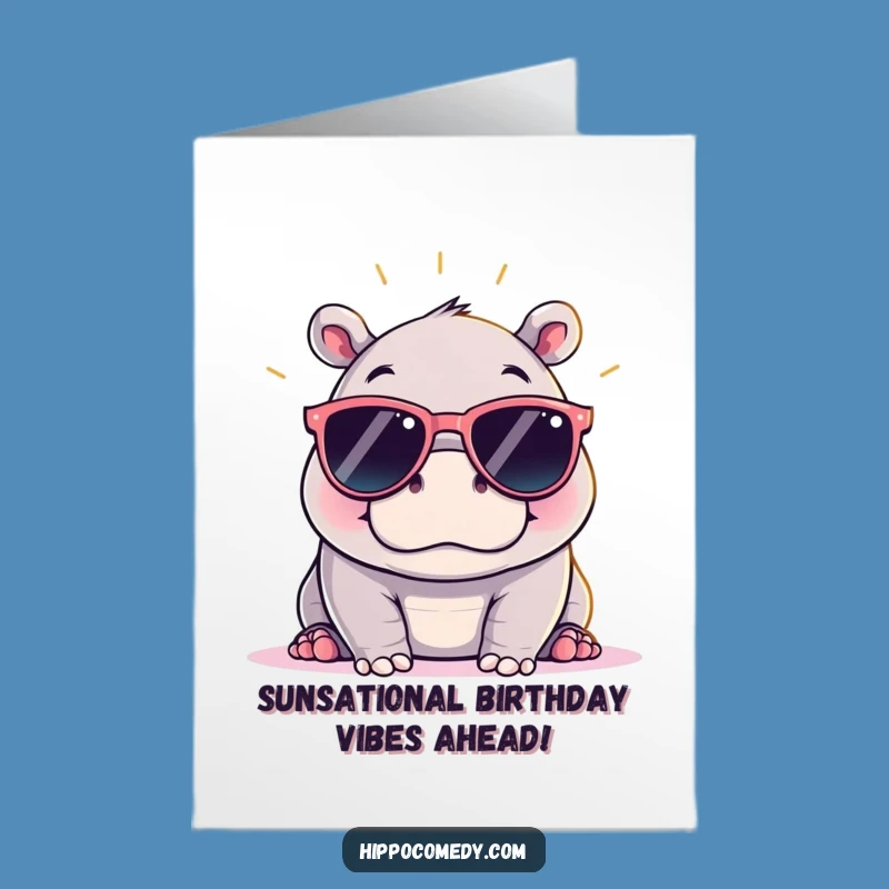 Free Printable Birthday Card: Funny Hippo Sunglasses! Hilarious Downloadable Gift for Him or Her.
