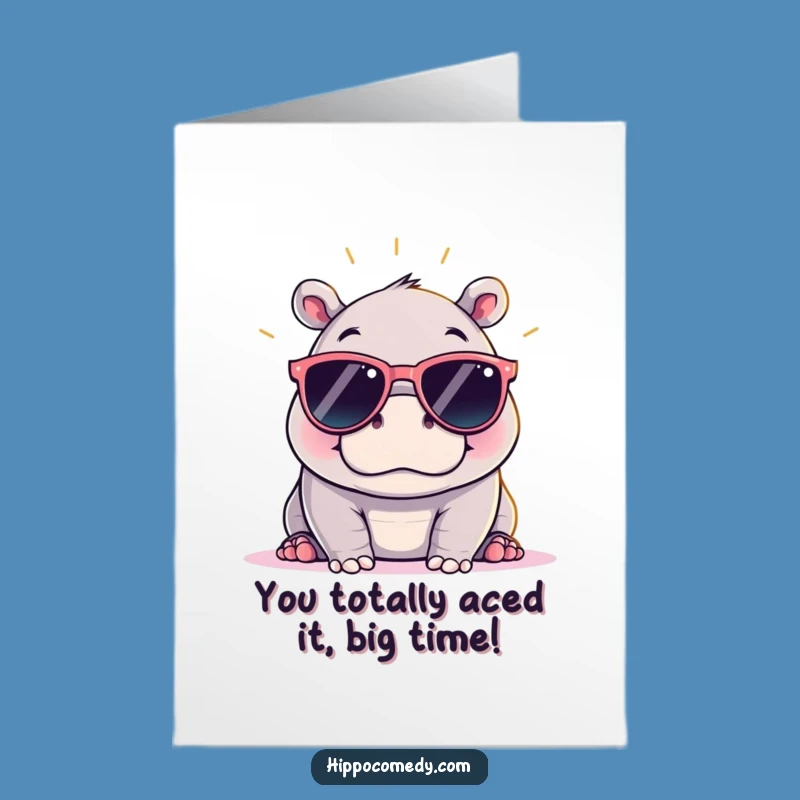 Congrats Free Printable Card: Funny Hippo Chill Vibes! Downloadable Gift for Any Occasion.