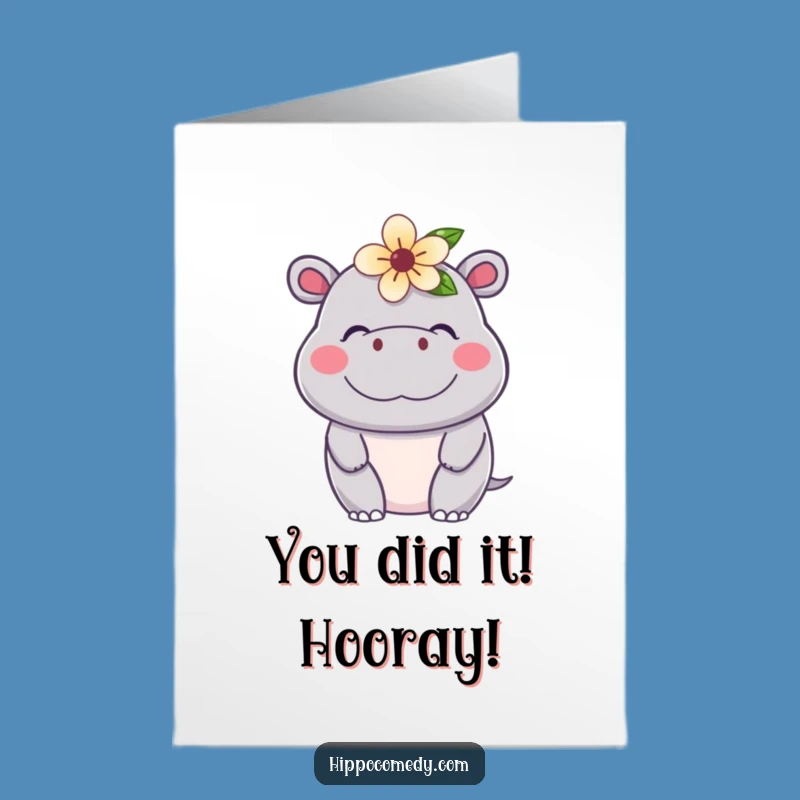Free Printable Congrats Card: Content Hippo Flower - Humorous Downloadable