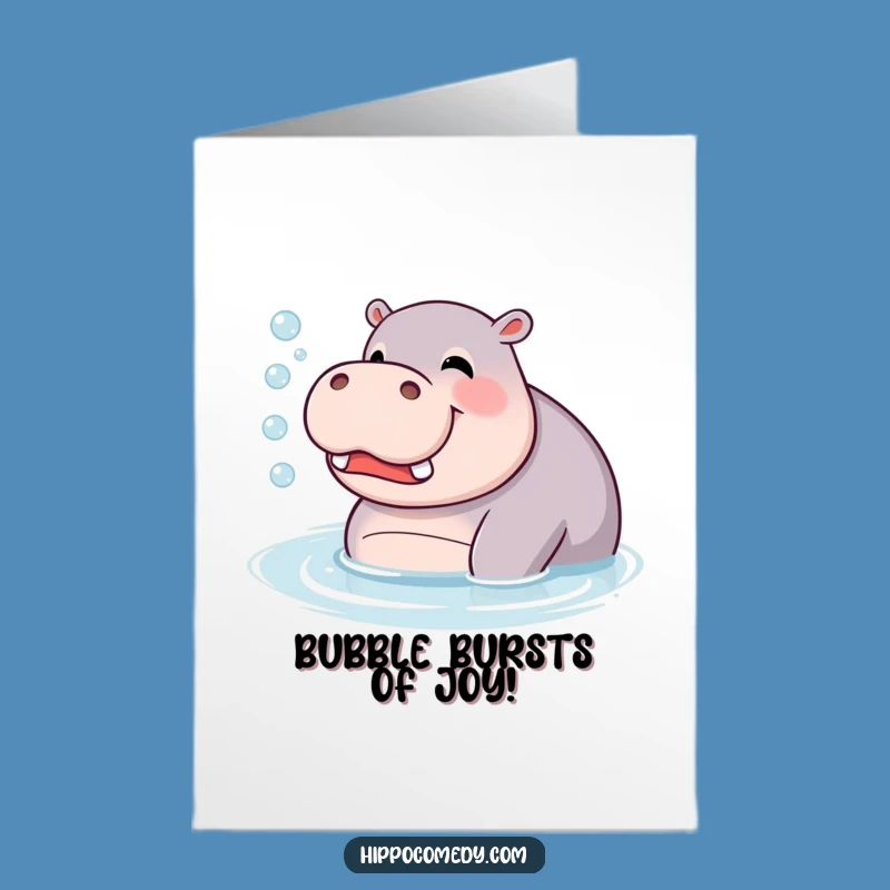 Free Printable Congrats Card: Giggling Hippo Bubbles, Perfect Funny Downloadable Gift