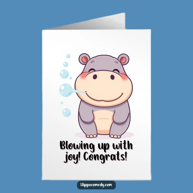 Free Printable Congrats Card: Happy Hippo Bubbles, Funny Downloadable Gift