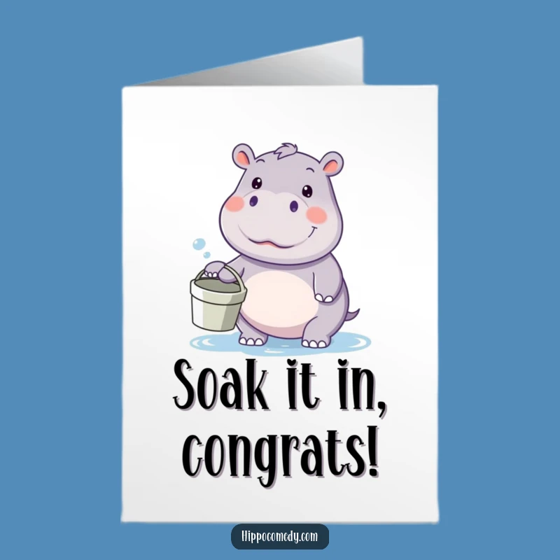 Free Printable Congrats Card: Hippo Water Warrior Funny Downloadable Gift