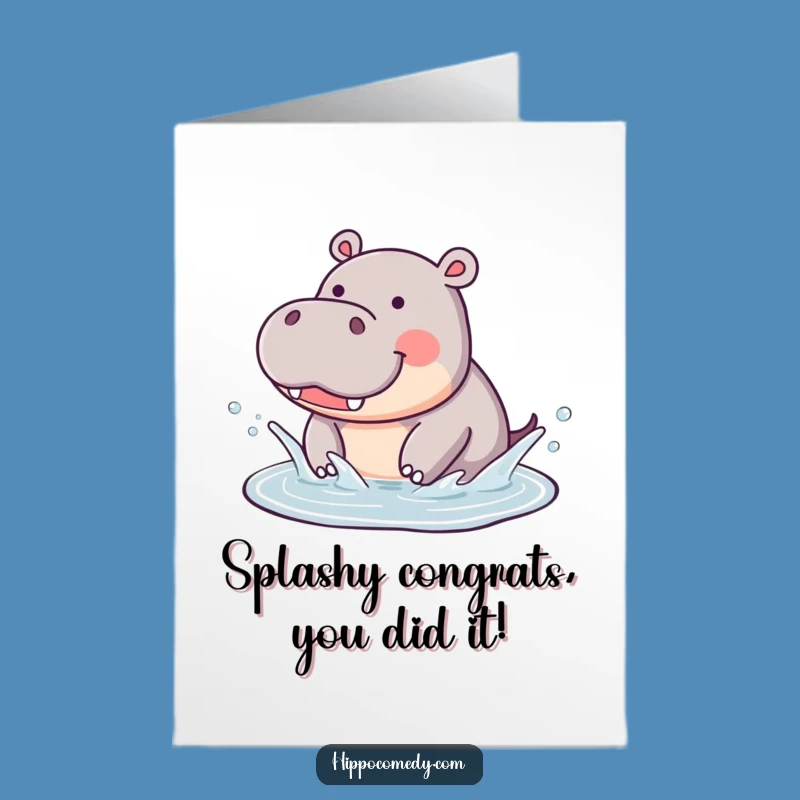 Free Printable Hippo Splash Card - Congrats, Make a Wave!