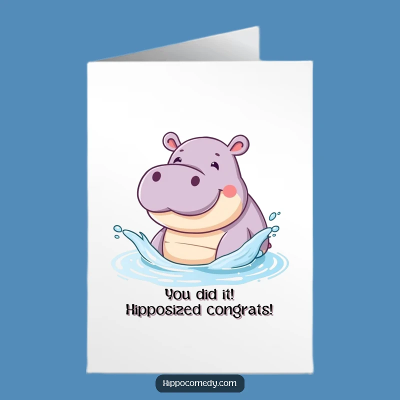 Free Printable Hippo Splash Card: Funny Congratulations Downloadable Gift for Any Occasion