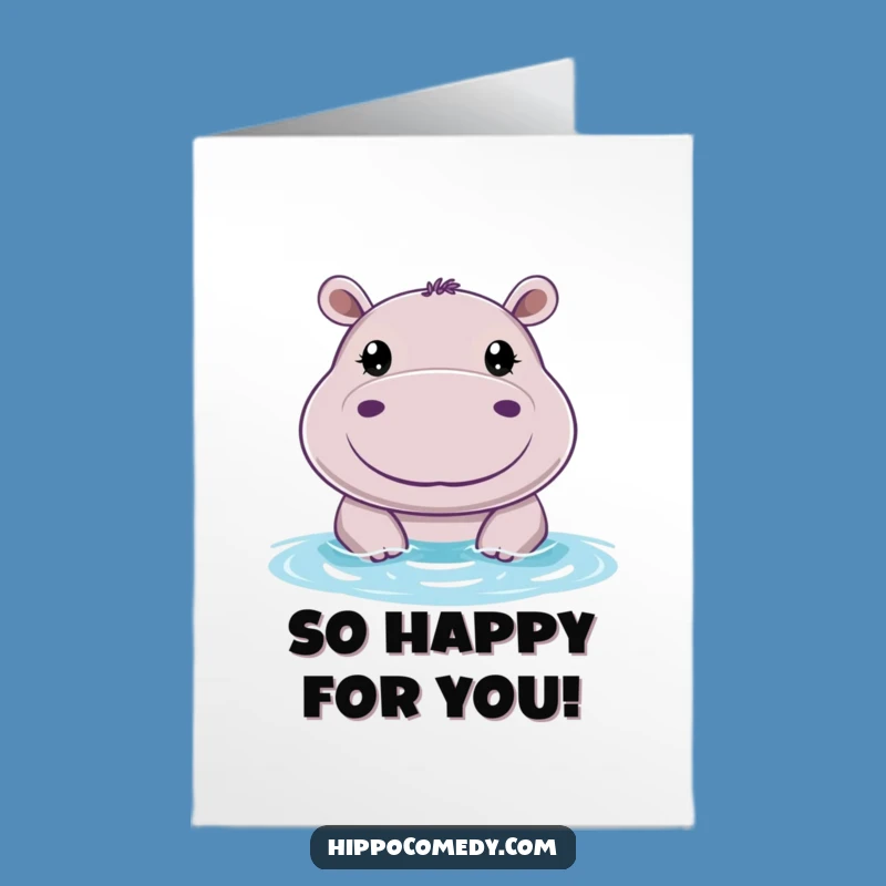 Free Printable Congrats Card - Cheerful Hippo, Humorous Downloadable Gift