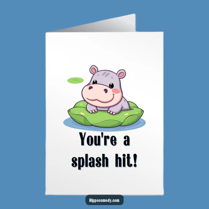 Free Printable Congrats Card: Kawaii Hippo's Silly Pop - Fun Downloadable!