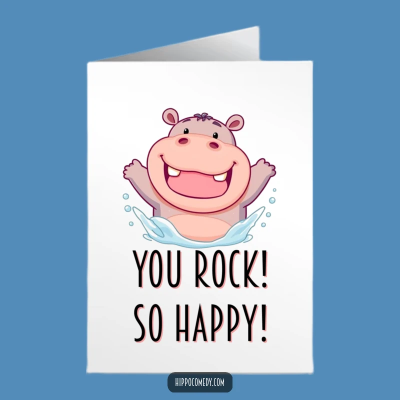 Free Printable Congrats Card - Splashing Hippo, Humorous Downloadable Gift