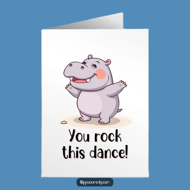 Free Printable Congrats Card: Joyful Hippo Dancing, Fun Downloadable Gift for Big Wins