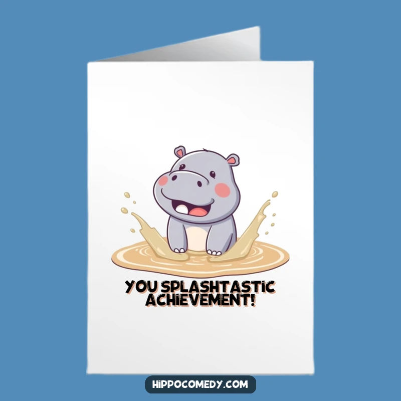Free Printable Kawaii Hippo Congratulations Card: Splash Your Way to Success