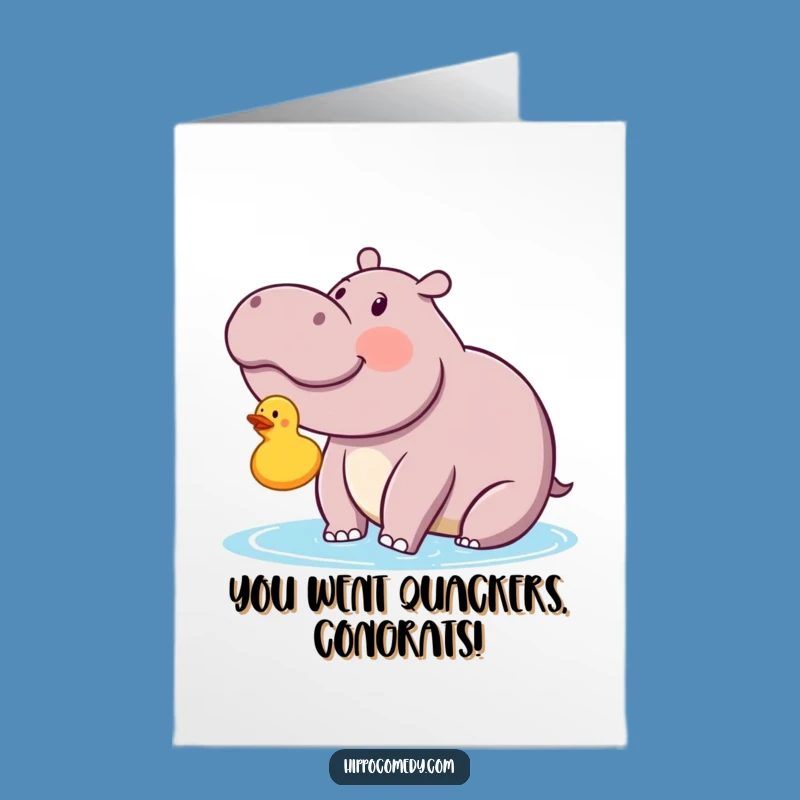 Free Printable Congratulations Card: Joyful Hippo Ducky Downloadable Funny Gift