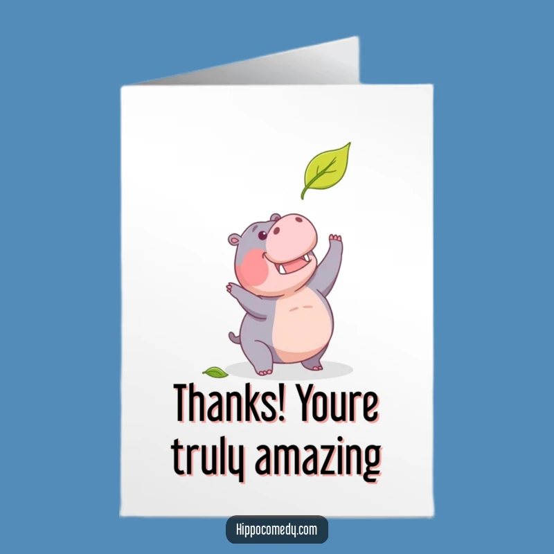 Free Printable Determined Hippo Thank You Card: Show Appreciation with Playful Effort Downloadable