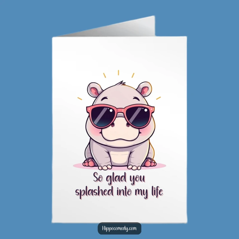 Free Printable Thank You Card: Cool Hippo Vibes! Awesome Downloadable Gift for Expressing Gratitude.
