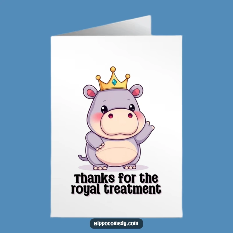 Free Printable Thank You Card: Funny Hippo King Crown Digital Download Gift