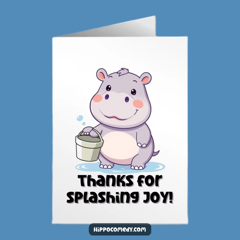 Free Printable Thank You Card: Hippo Water Warrior Funny Downloadable Gift