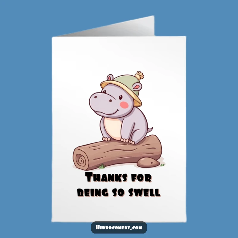 Free Printable Thank You Card: Stylish Hippo, Charming Downloadable Greeting for Gratitude