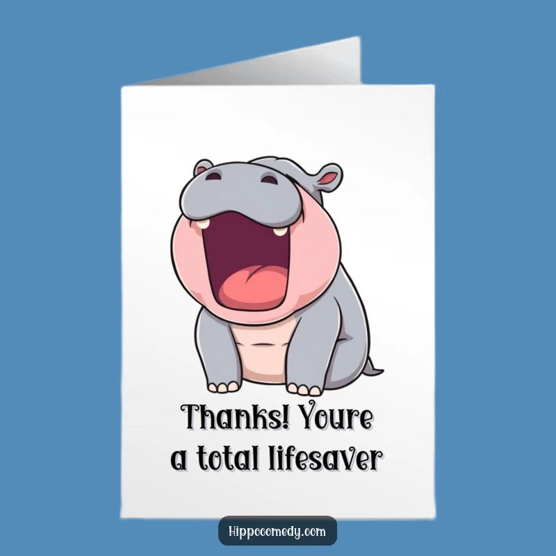 Free Printable Yawning Hippo Thank You Card: Express Gratitude with Sleepy Charm Downloadable