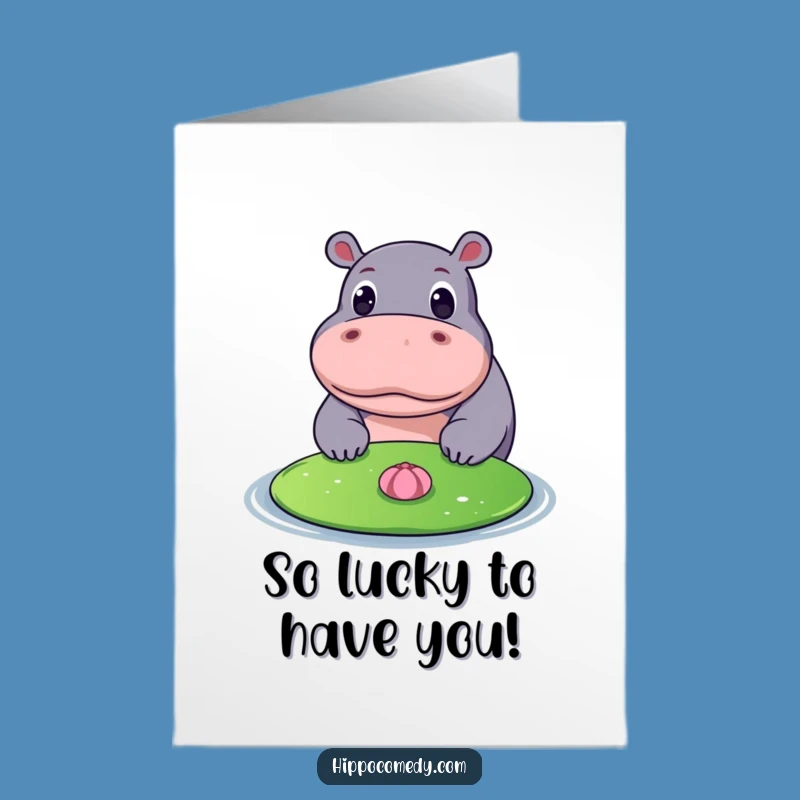 Free Printable Curious Hippo Thank You Card: Humorous Downloadable Gift for Gratitude