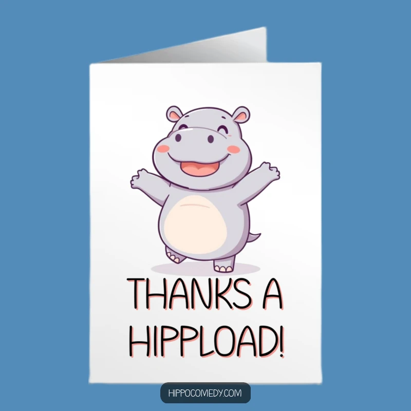 Funny Free Printable Thank You Card: Dancing Hippo - Downloadable