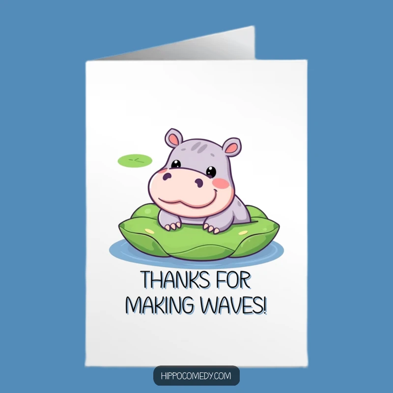 Free Printable Thank You Card: Kawaii Hippo's Thanks - Print at Home!
