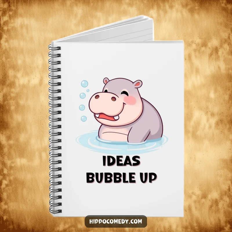 Funny Notebook: A giggling hippopotamus blowing bubbles in the water, inspiring creative thoughts and joyful writing.