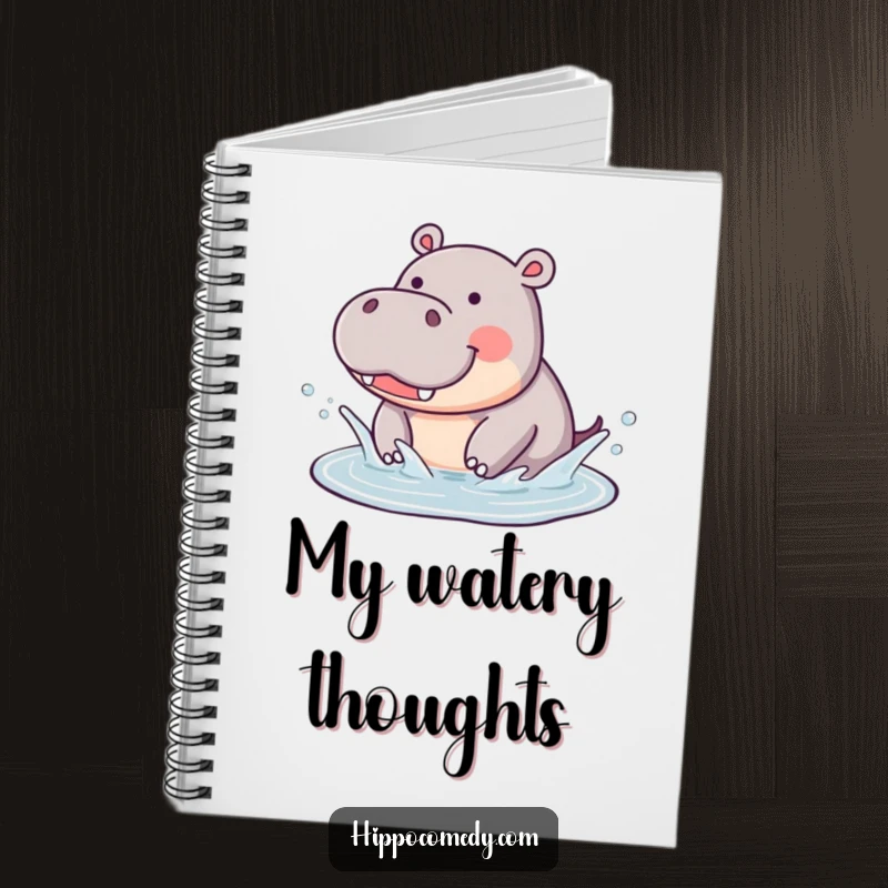 Funny Hippo Splashing Notebook: A lined notebook with a cute hippo joyfully splashing, perfect for funny notes or doodles.