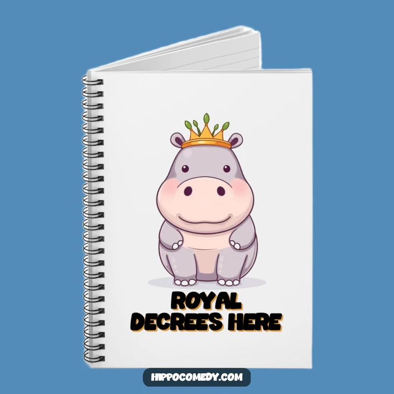 Funny Proud Hippo Reed Crown Notebook: Jot Down Royal Decrees with Flair