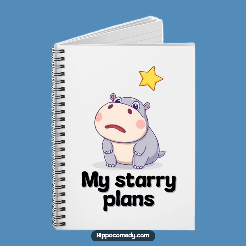 Funny Surprised Hippo Star Notebook - Jot Down Magical Thoughts Hilariously