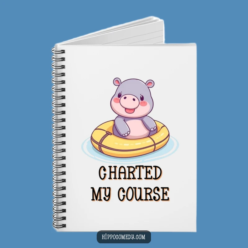 Funny Tiny Hippo Raft Notebook - Jot Down Ideas with Peaceful Grace