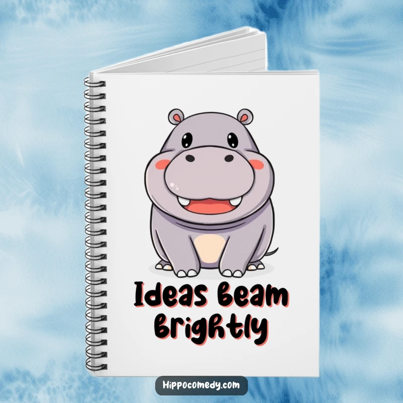 Funny Notebook: A happy hippopotamus with a wide, beaming smile, inspiring joyful writing and positive thoughts.
